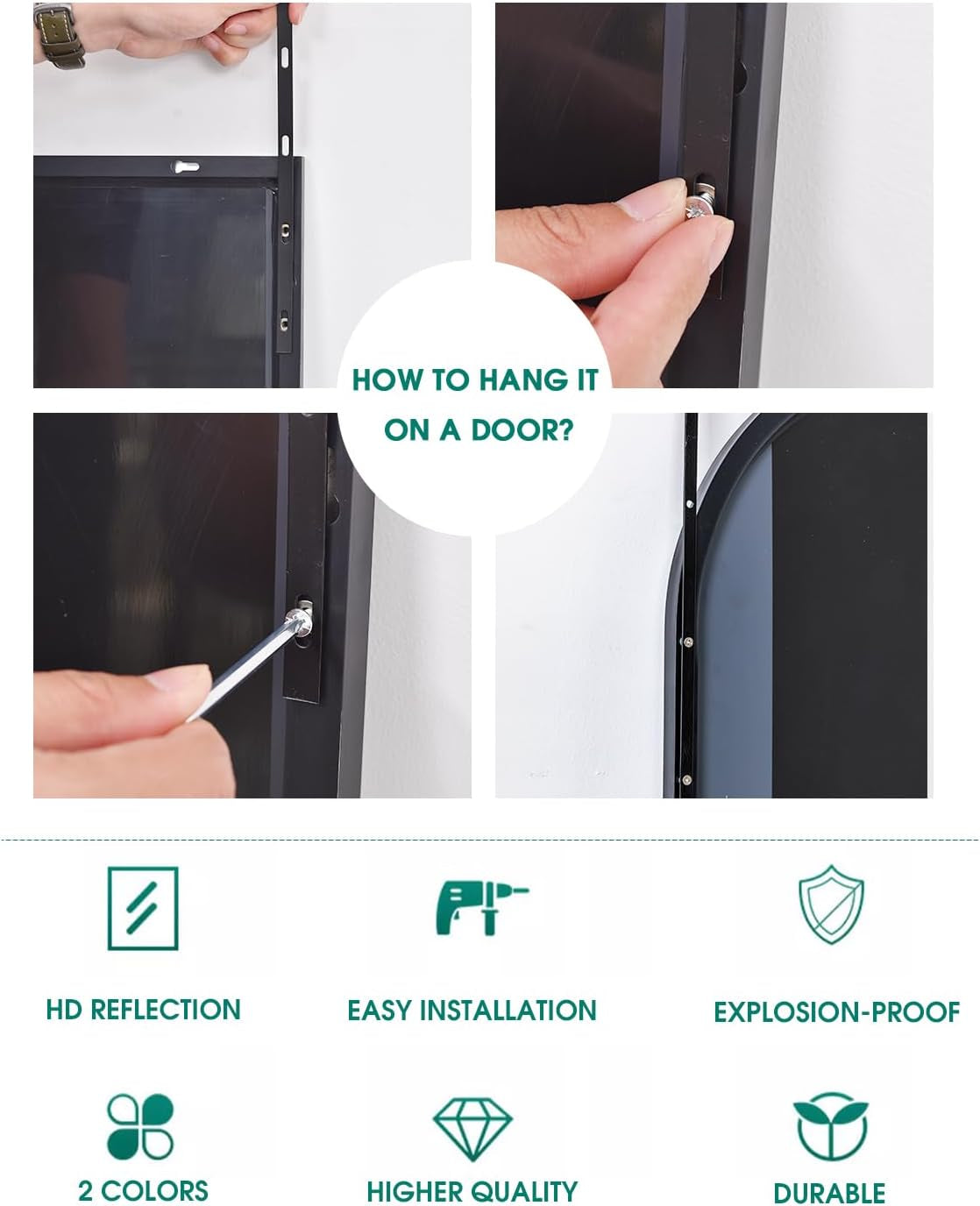 Gold Full Length Door Mirror 16x50 Inches Arched Over the Door