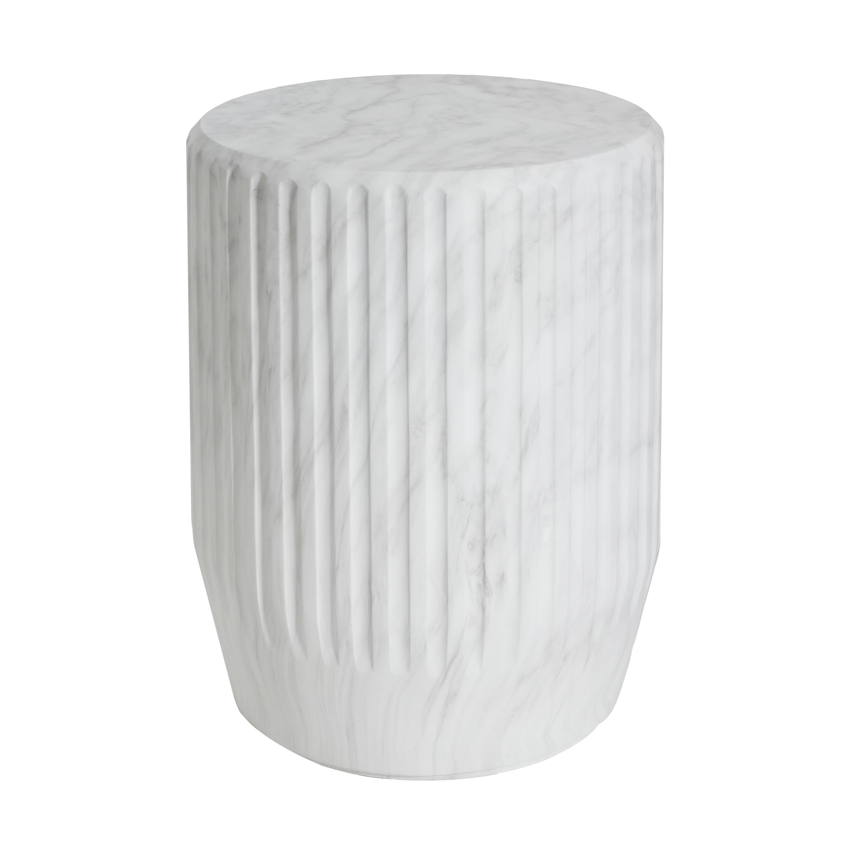 Outdoor Cicci Carved Side Table, White