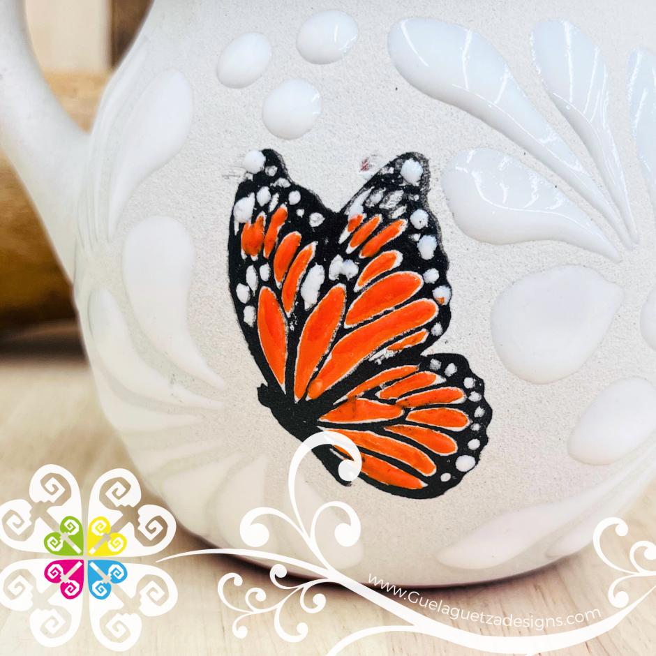 Set of Mariposa White Espiga Clay Mugs - Set Taza Barro