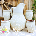 White Espiga Pato Pitcher Set - 4 Cantaritos
