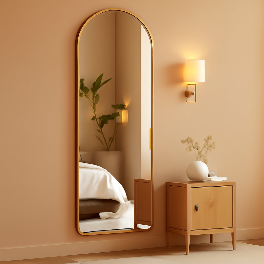 Gold Full Length Door Mirror 16x50 Inches Arched Over the Door