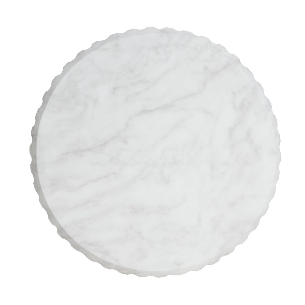 Outdoor Cicci Carved Side Table, White