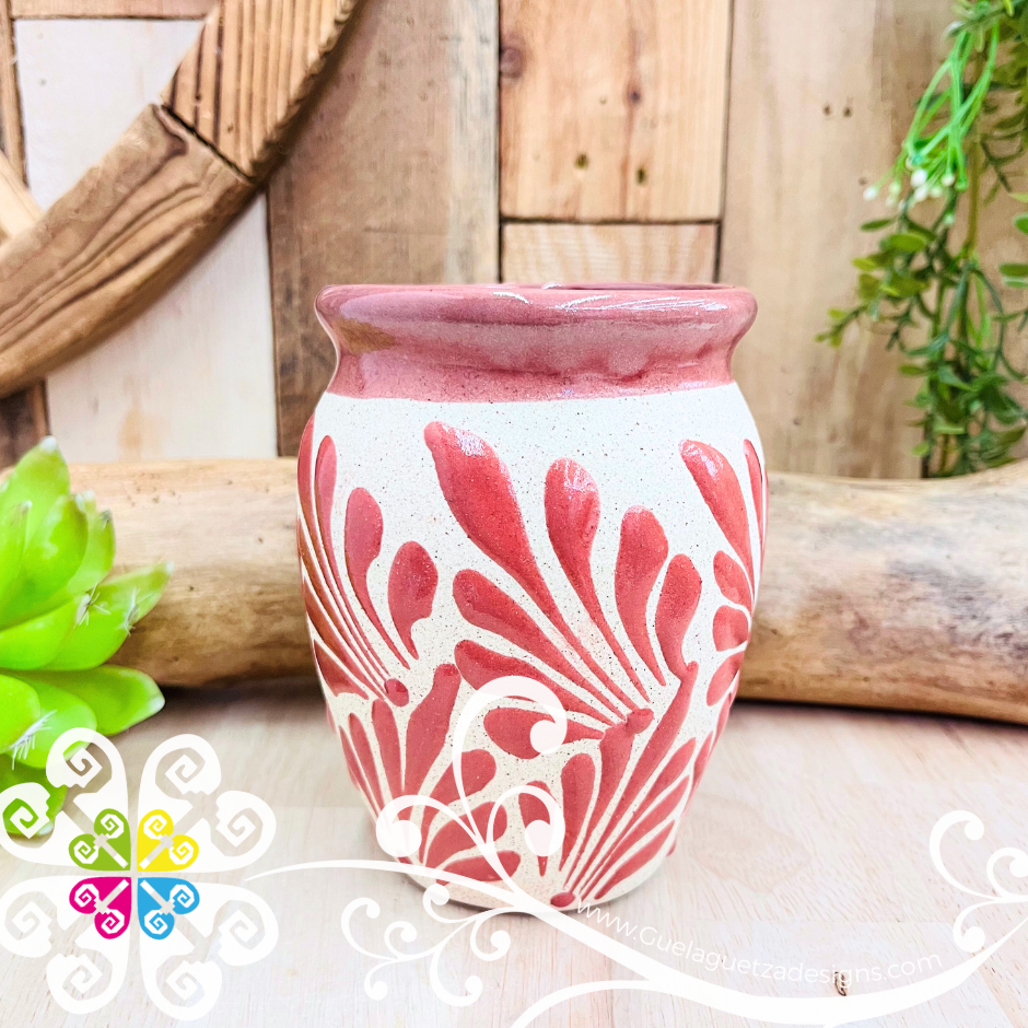 Set of Maroon Espiga Plumeado Cantarito Cup - Set Clay Cantarito