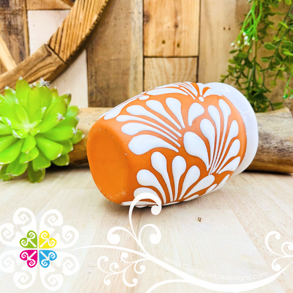 Set of Natural with White Espiga Cantarito Cup - Set Clay Cantarito