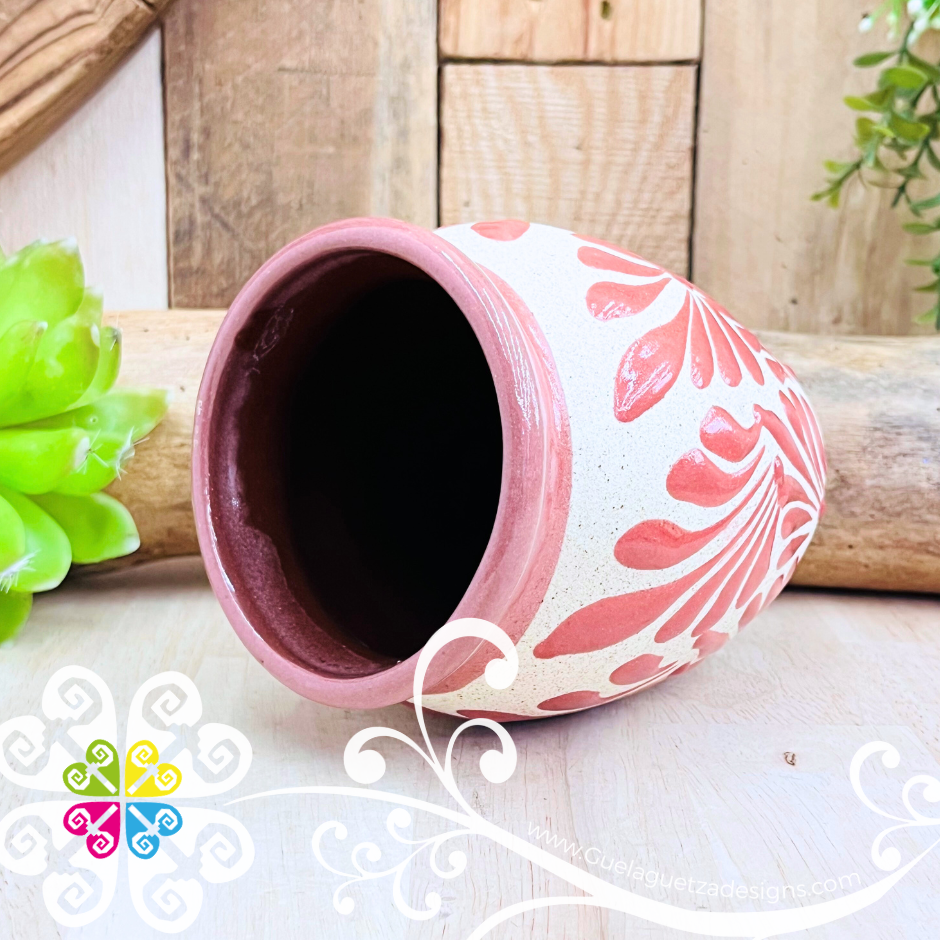 Set of Maroon Espiga Plumeado Cantarito Cup - Set Clay Cantarito