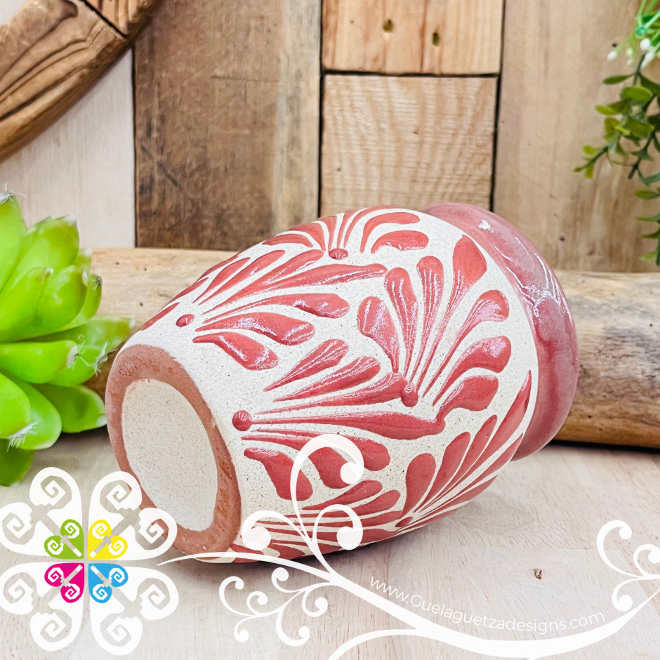 Set of Maroon Espiga Plumeado Cantarito Cup - Set Clay Cantarito