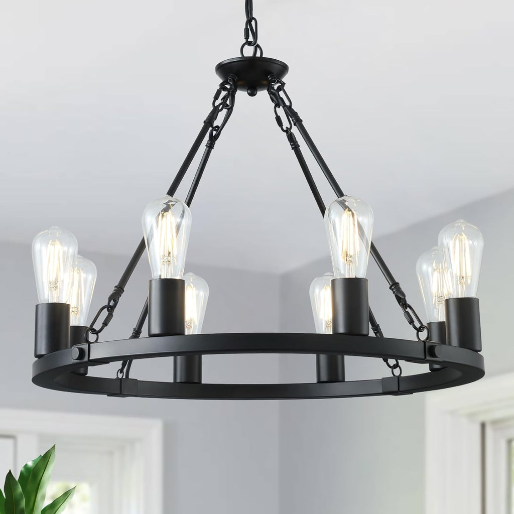 8 Lights Wagon Wheel Chandelier