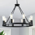 8 Lights Wagon Wheel Chandelier