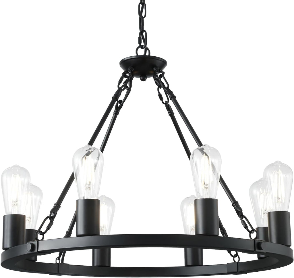 8 Lights Wagon Wheel Chandelier