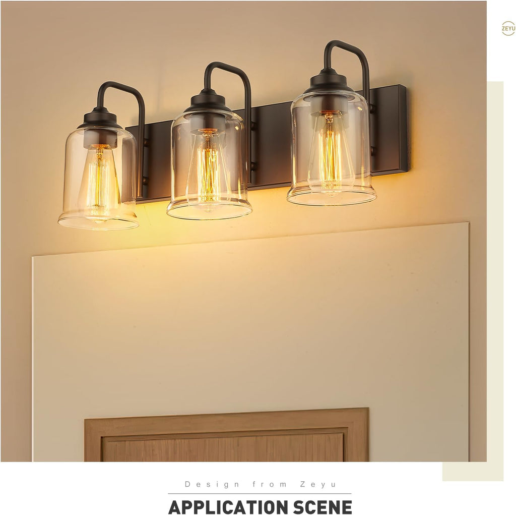 Farmhouse Glass Bathroom Vanity Light Fixture