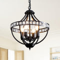 4-Light Black and Crystal Chandelier