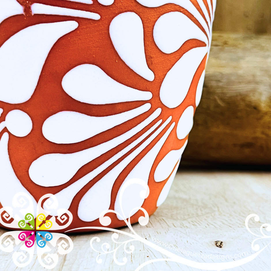 Set of Natural with White Espiga Cantarito Cup - Set Clay Cantarito