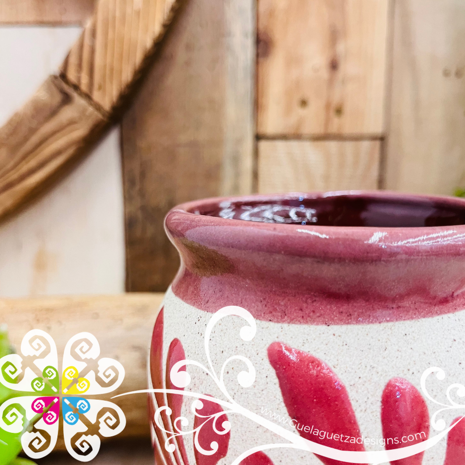Set of Maroon Espiga Plumeado Cantarito Cup - Set Clay Cantarito