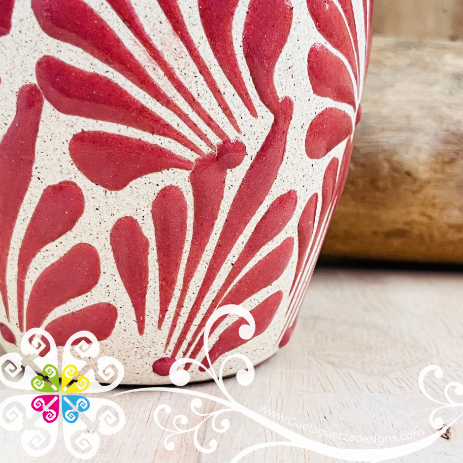 Set of Maroon Espiga Plumeado Cantarito Cup - Set Clay Cantarito