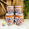 Set of Natural with White Espiga Cantarito Cup - Set Clay Cantarito