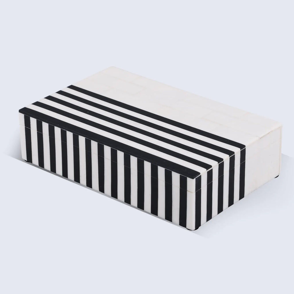 Black White Resin Inlay Decorative Storage Box – Mono Lead Collection (7 Sizes)