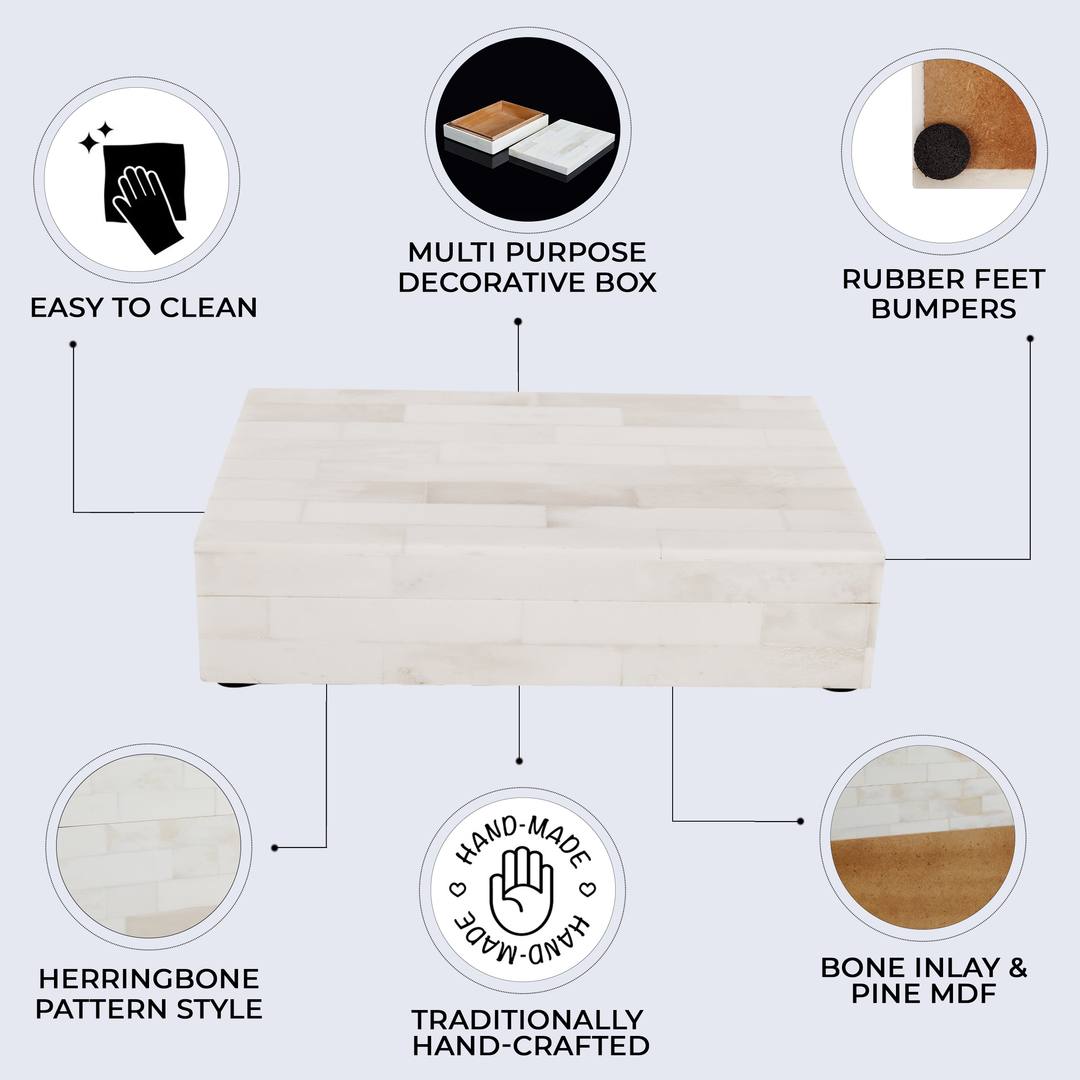 Decorative Box White Bone Inlay Collection White 8 Sizes