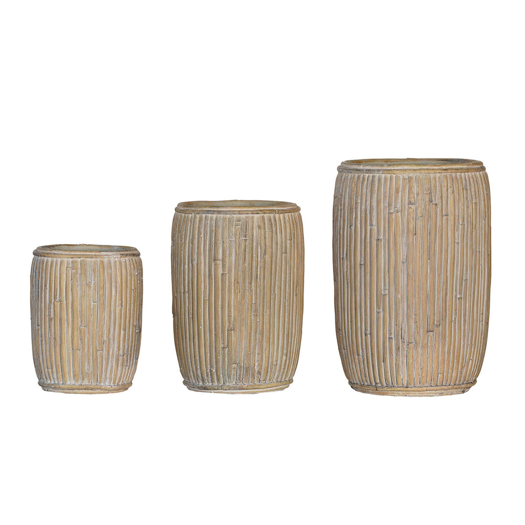 Concrete Faux Rattan Textured Planter | 3 Sizes