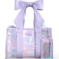 Bowme Beach Prism Purple Tote with Phone Pouch- Lightweight, Waterproof, Tip-Proof, Foldable and Washable Tote Bag for Beach, Pool, Travel and Vacation