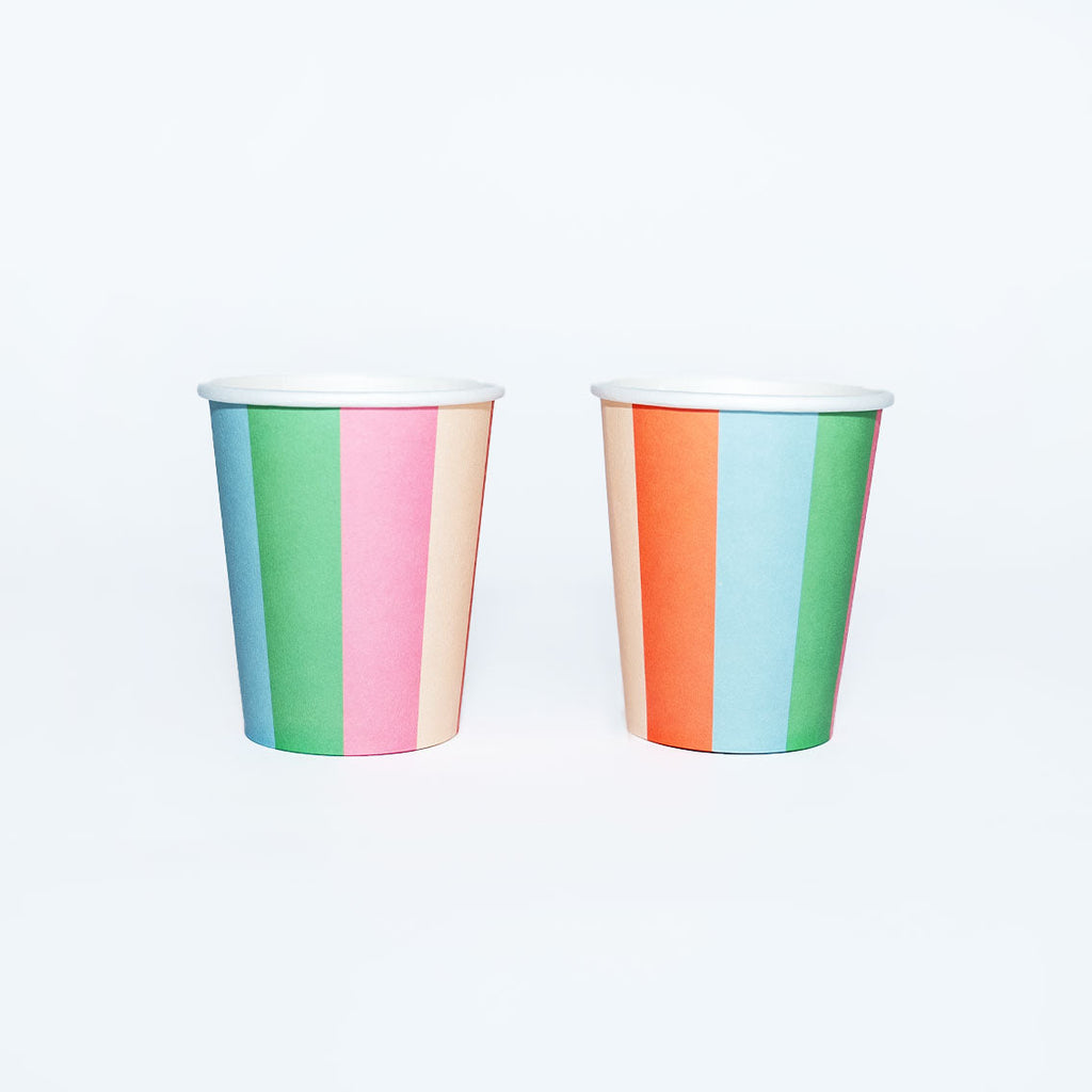 Vibrant Striped Party Pack | Plates, Cups & Napkins for 12 Guests | Pop Party Supplies