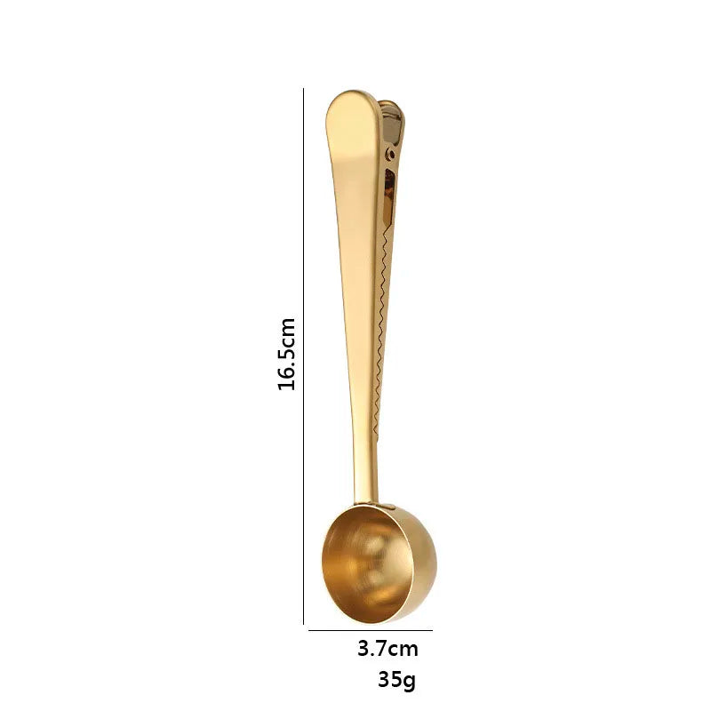 DecorBites™ 2-in-1 Stainless Steel Coffee Spoon & Sealing Clip - Gold Kitchen Accessory
