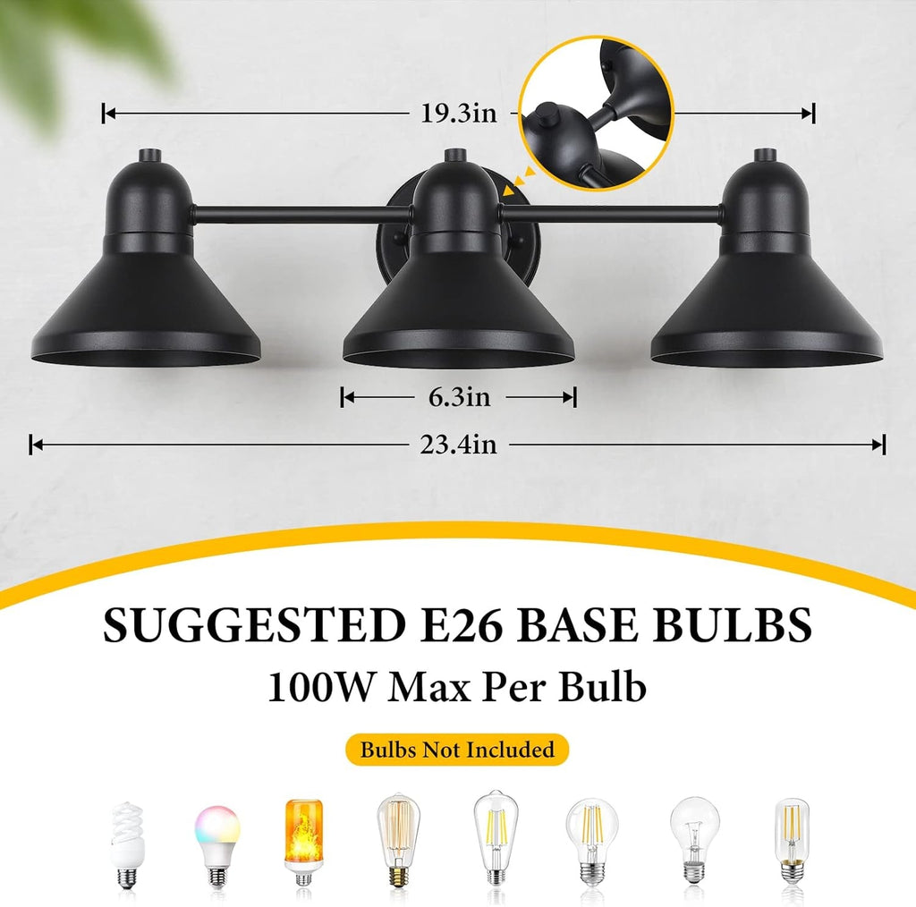 Matte Black Metal Bathroom Vanity Light