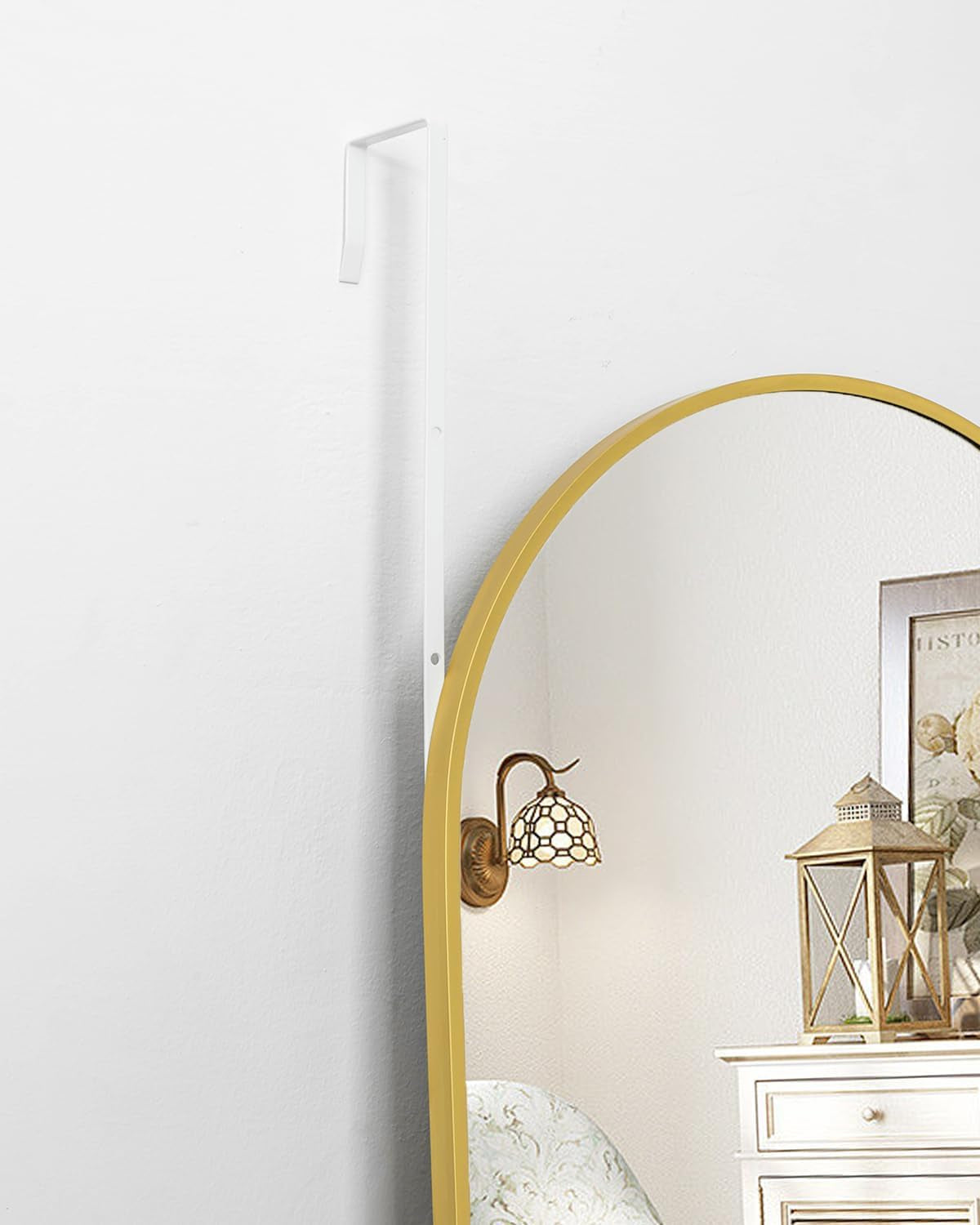 Gold Full Length Door Mirror 16x50 Inches Arched Over the Door