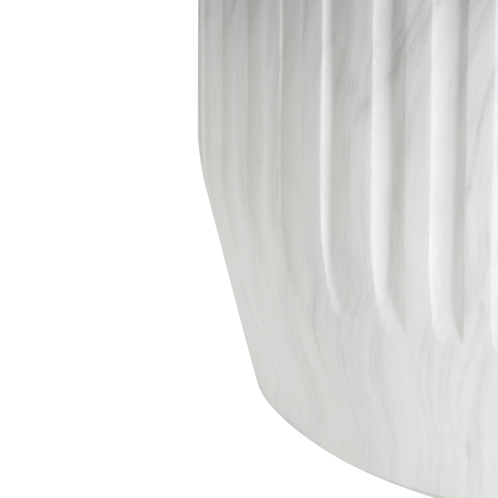 Outdoor Cicci Carved Side Table, White