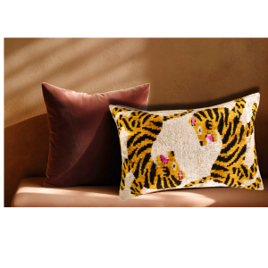 Bengali Silk Velvet Ikat Throw Pillow Cover 16 X 24