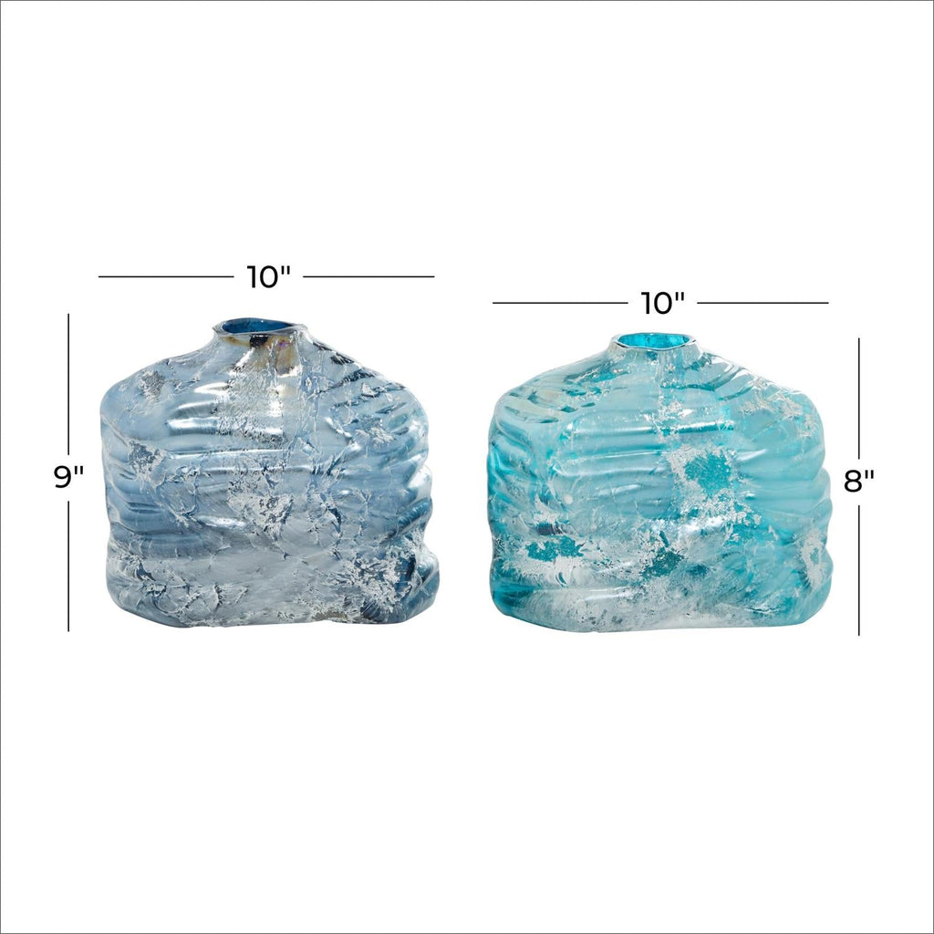 Blue Glass Handmade Blown Decorative Vase