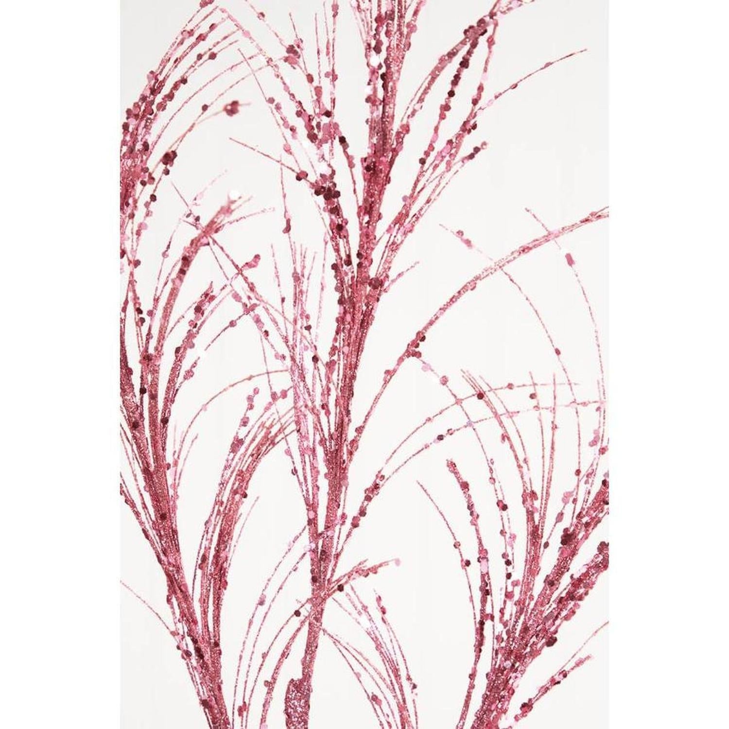 34" Glitter Sequin Pampas Grass Spray: Pink