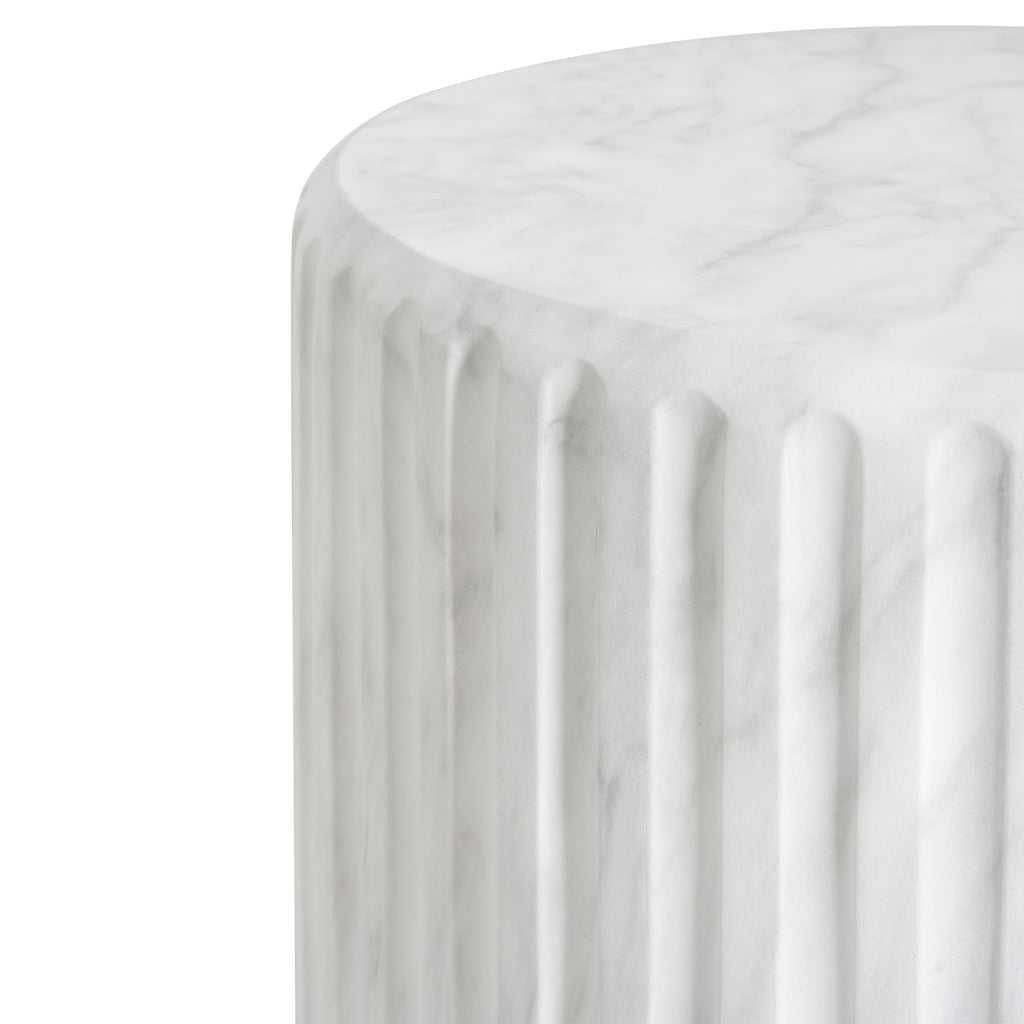 Outdoor Cicci Carved Side Table, White