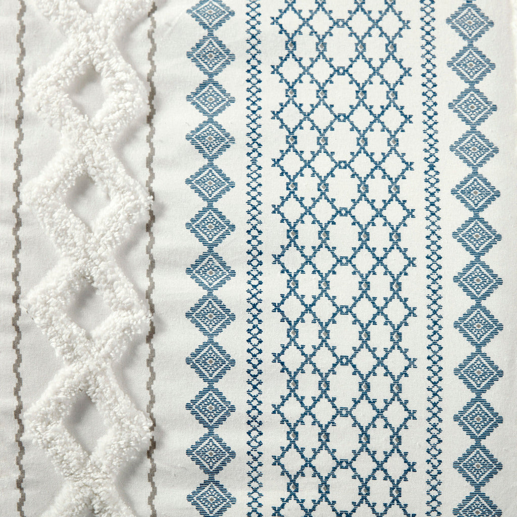 Full/Queen Cotton Printed Duvet Cover Set with Chenille