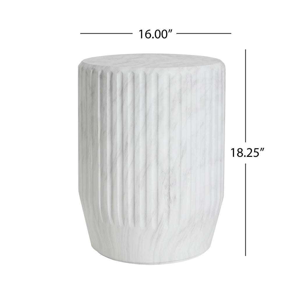 Outdoor Cicci Carved Side Table, White