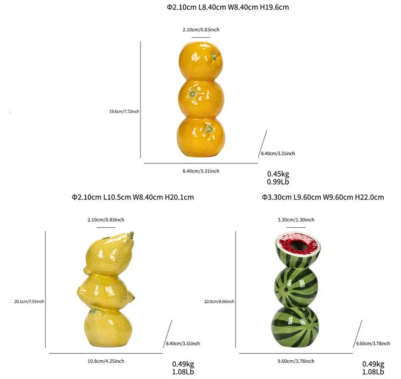 DecorBites™ Ceramic Fruit Vase for Home and Office