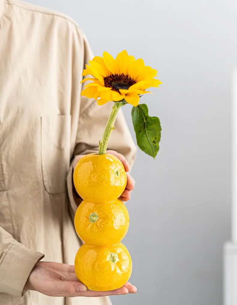 DecorBites™ Ceramic Fruit Vase for Home and Office