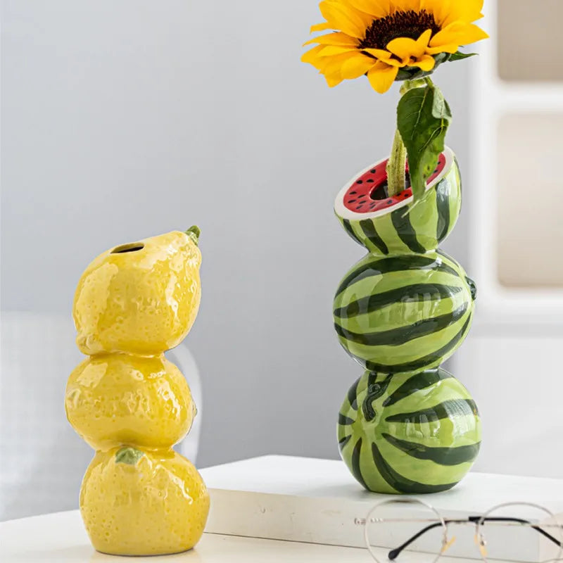 DecorBites™ Ceramic Fruit Vase for Home and Office
