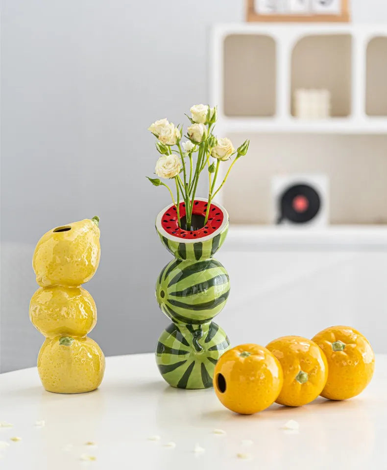 DecorBites™ Ceramic Fruit Vase for Home and Office