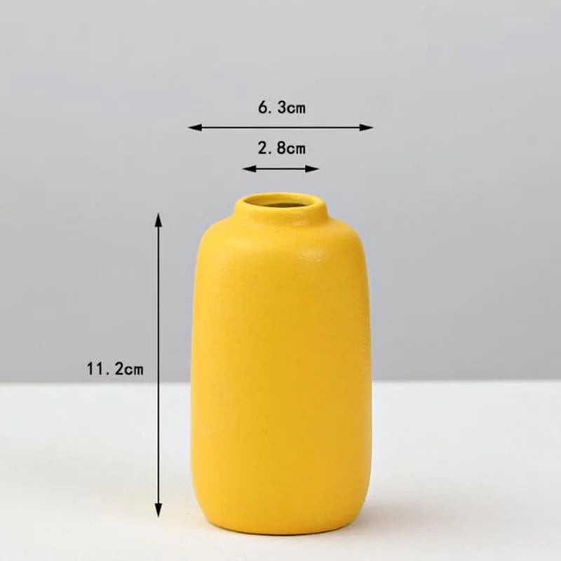 DecorBites™ Yellow Porcelain Flower Vase for Home Decor