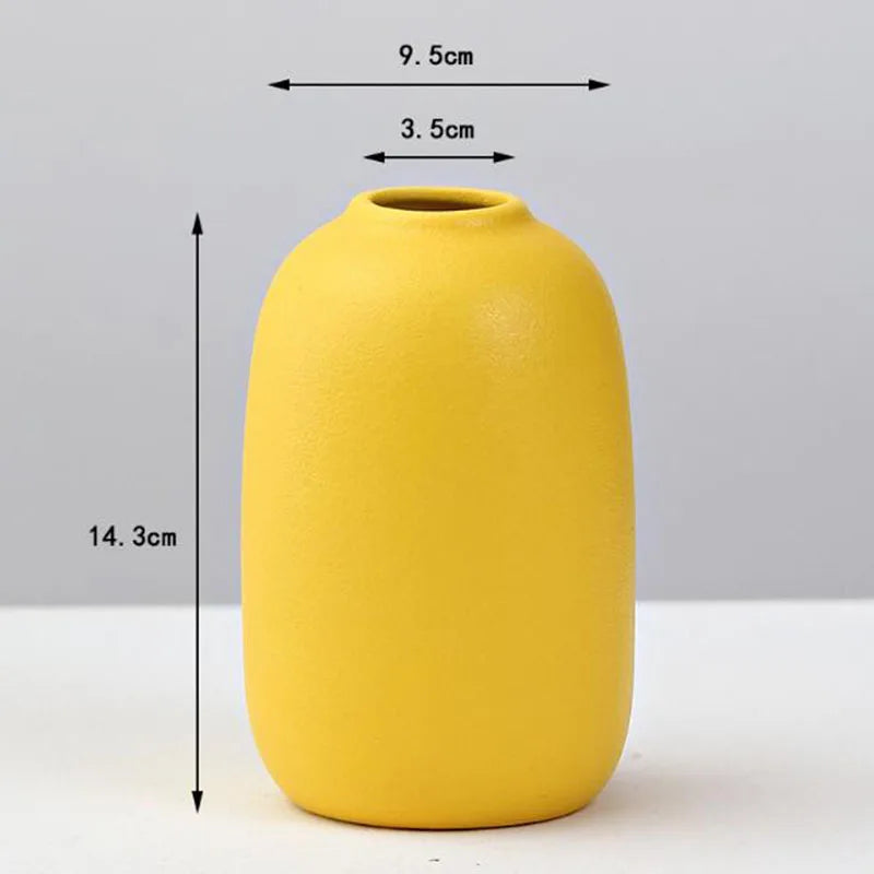 DecorBites™ Yellow Porcelain Flower Vase for Home Decor
