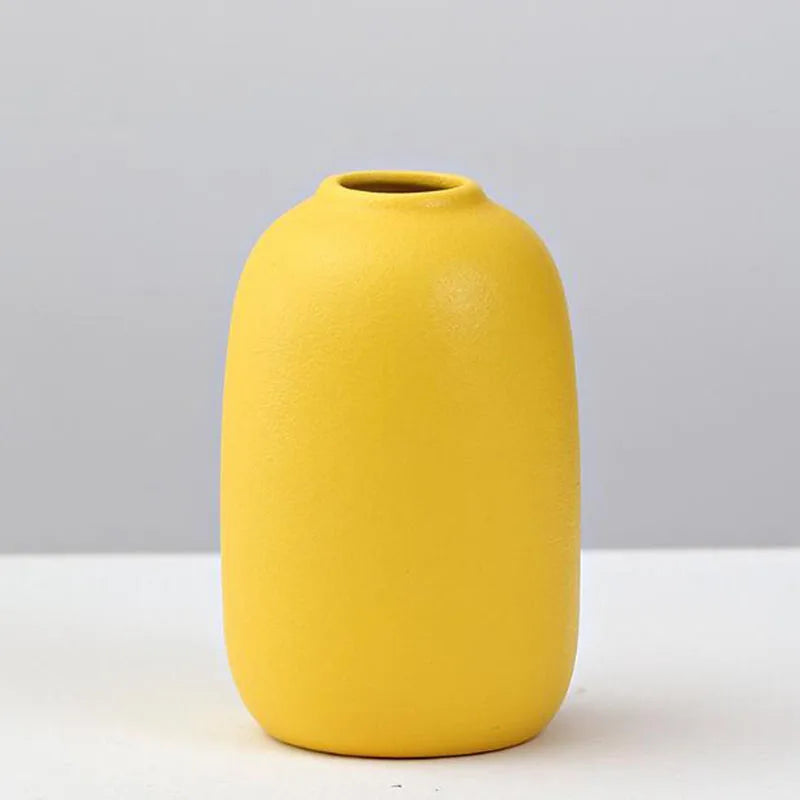 DecorBites™ Yellow Porcelain Flower Vase for Home Decor