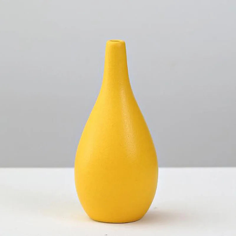DecorBites™ Yellow Porcelain Flower Vase for Home Decor