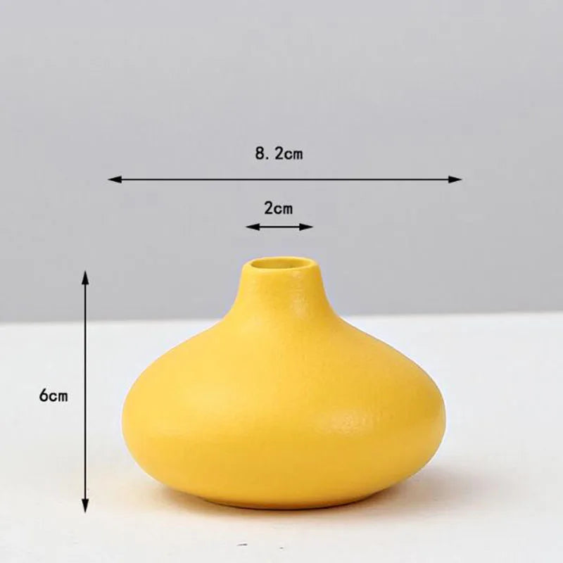 DecorBites™ Yellow Porcelain Flower Vase for Home Decor