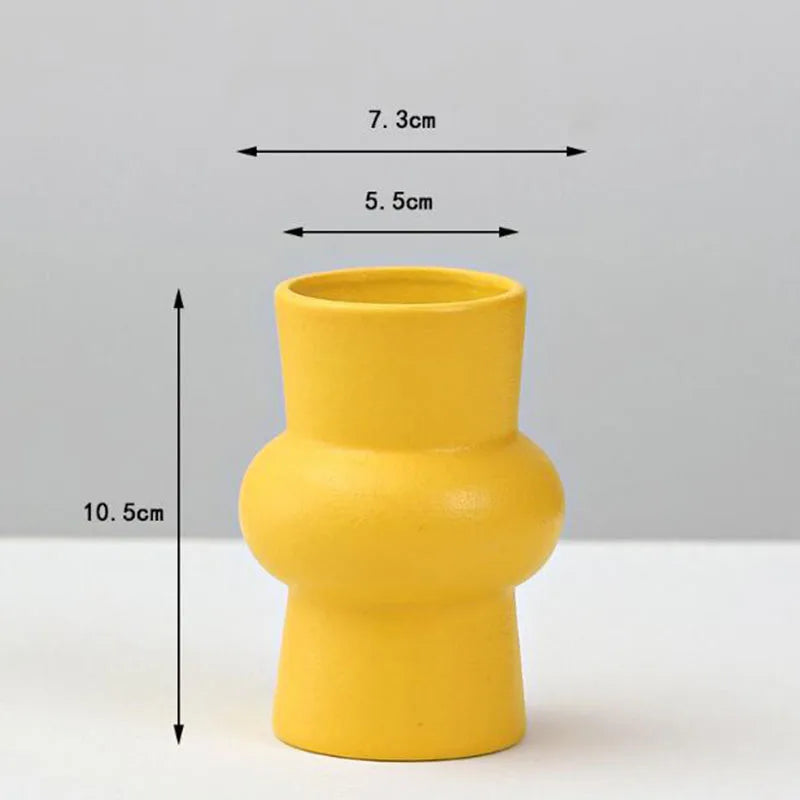 DecorBites™ Yellow Porcelain Flower Vase for Home Decor