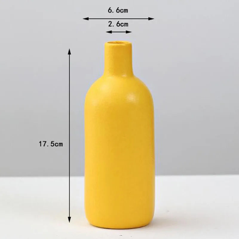 DecorBites™ Yellow Porcelain Flower Vase for Home Decor