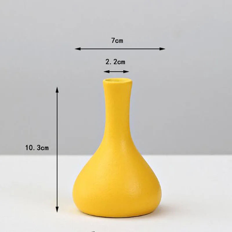DecorBites™ Yellow Porcelain Flower Vase for Home Decor