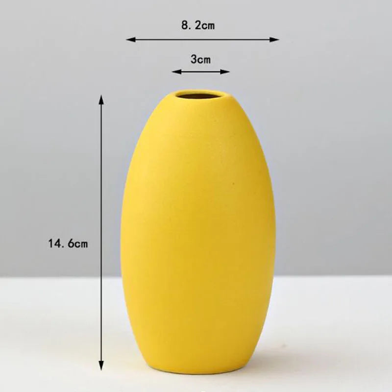 DecorBites™ Yellow Porcelain Flower Vase for Home Decor