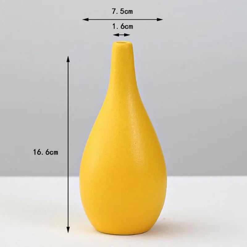 DecorBites™ Yellow Porcelain Flower Vase for Home Decor