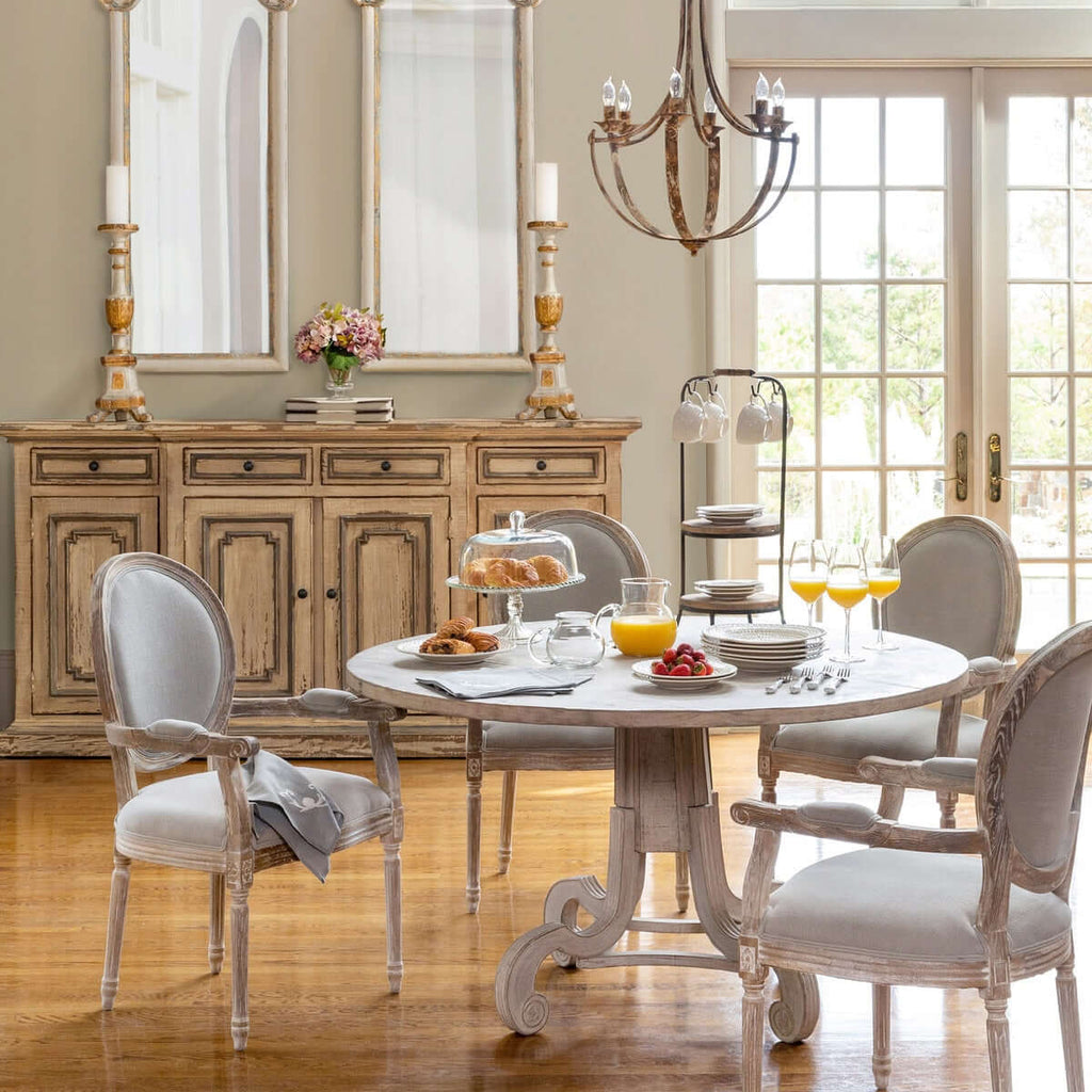 French Country Carved Wood Floor Mirror