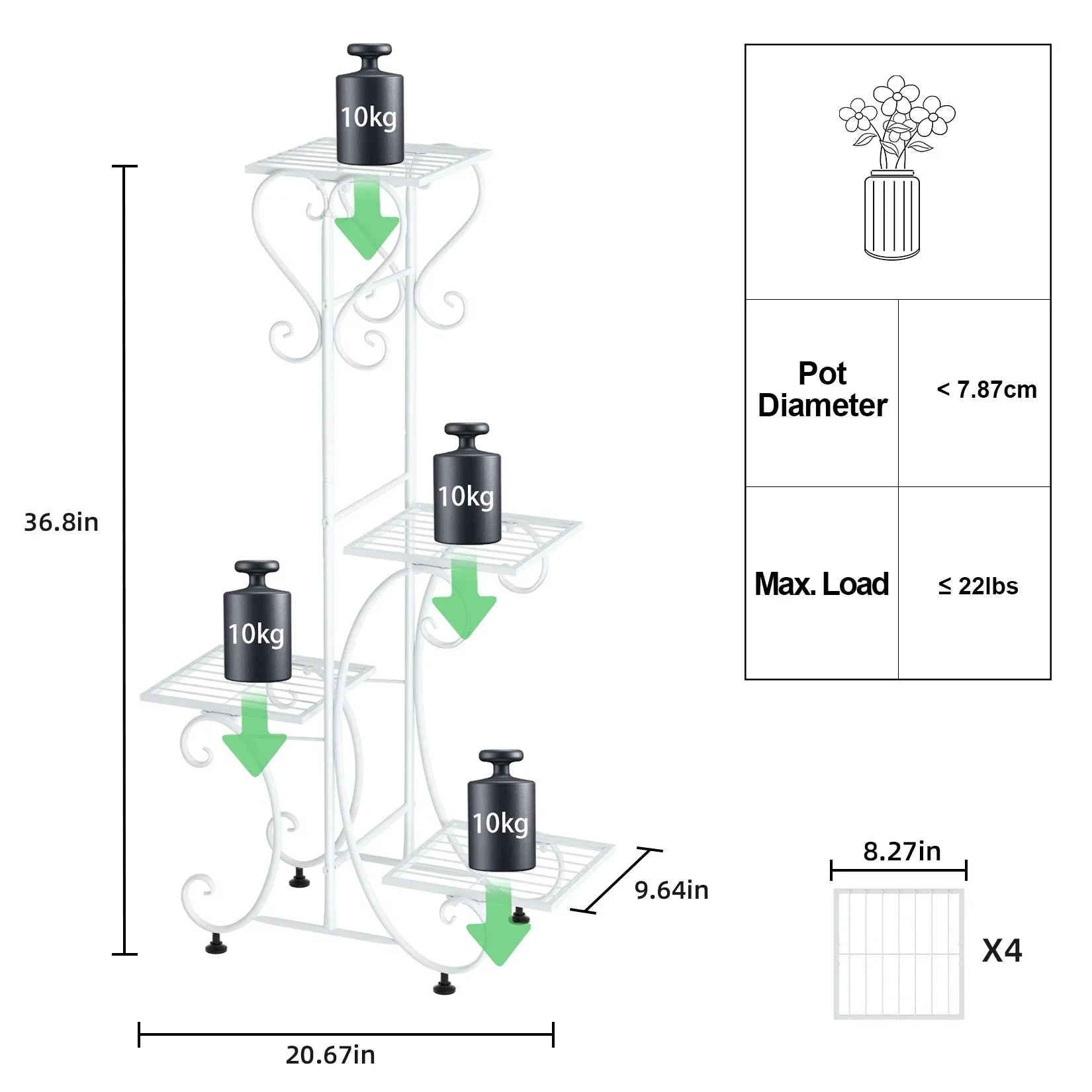 DecorBites™ Metal Plant Stand for 4 Flower Pots